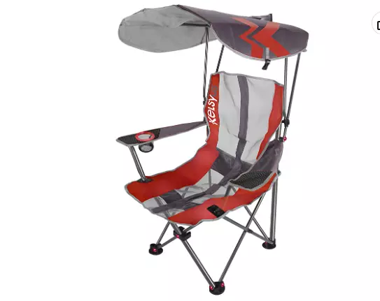Kelsyus Original Foldable Canopy Chair for Camping, Tailgates, and Outdoor Events, GreyRed